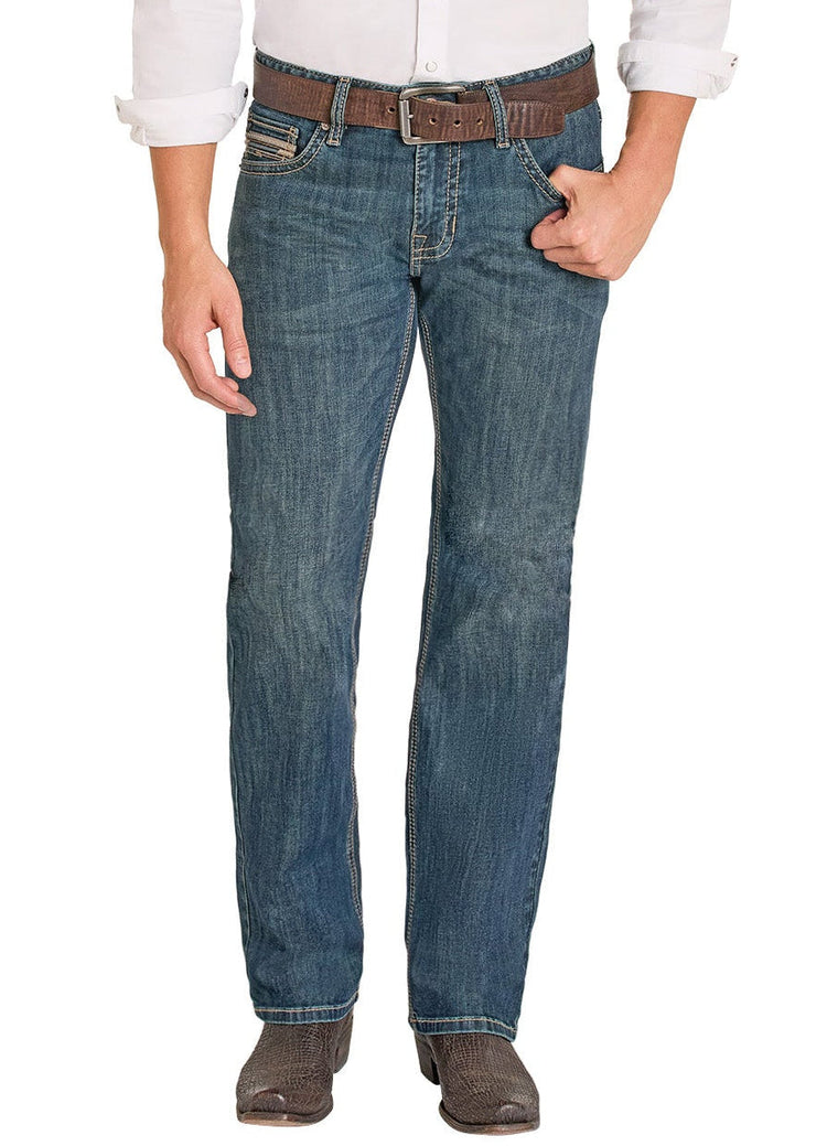 ROCK & ROLL TEXTURED EMBROIDERED STRAIGHT LEG JEANS BM1PD08013