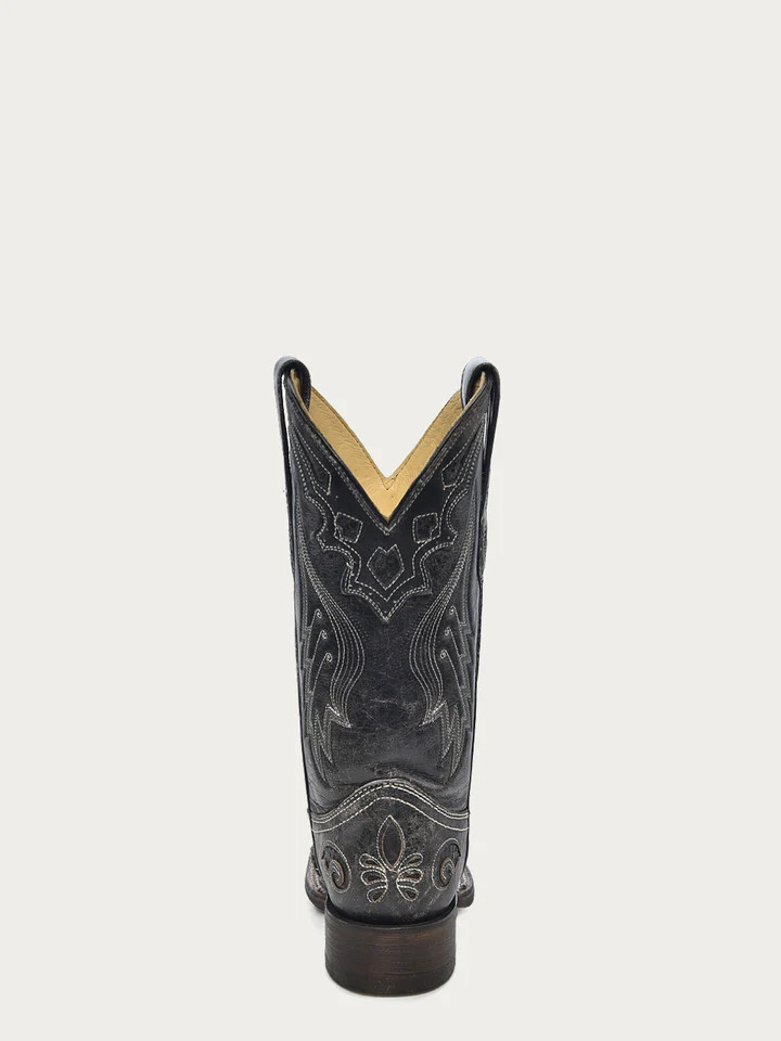 CORRAL WOMENS BLACK EMBROIDERY SNAKE INLAY COWBOY BOOT A2402