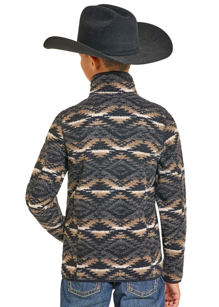ROCK & ROLL BOYS BLACK AZTEC PRINT FLEECE PULLOVER BB91C06750