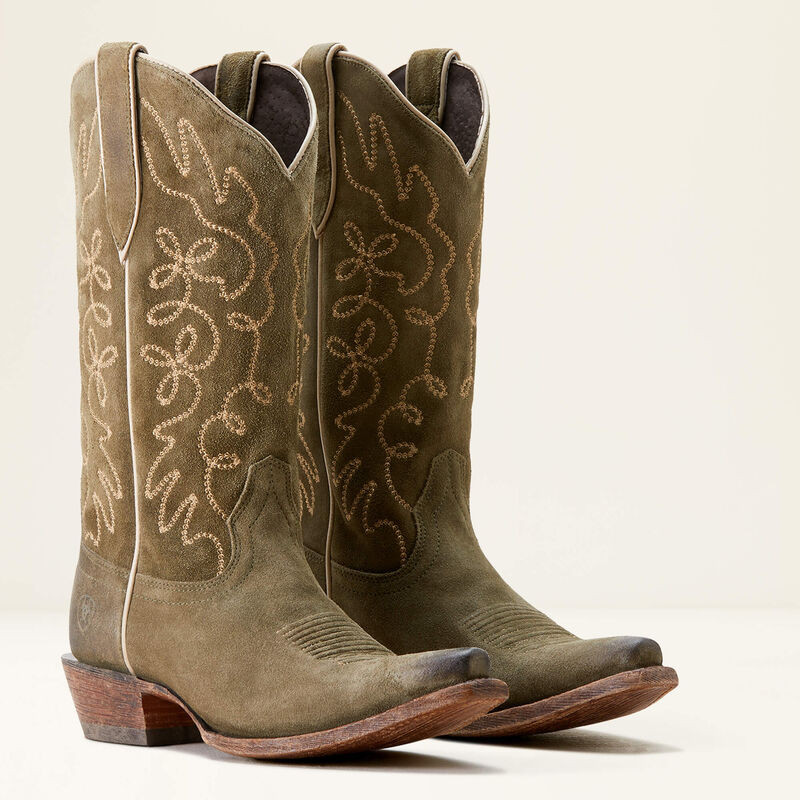 ARIAT JUKEBOX WESTERN BOOT SOFT OLIVE SUEDE 10053792