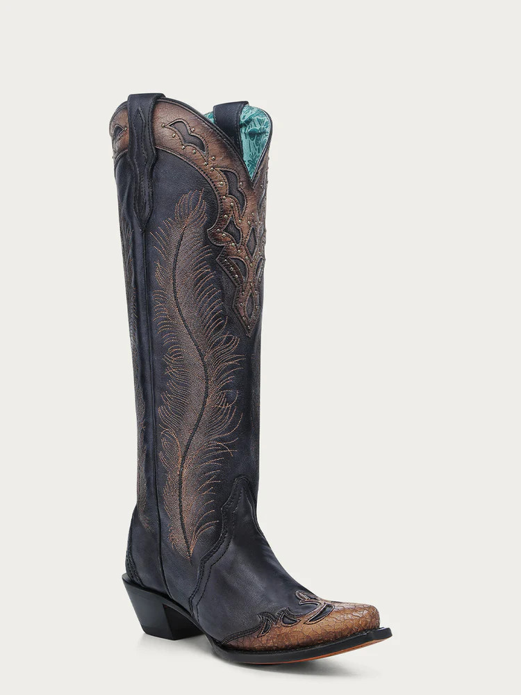 CORRAL WOMENS HONEY FEATHER EMBROIDERY COWBOY BOOT A4767