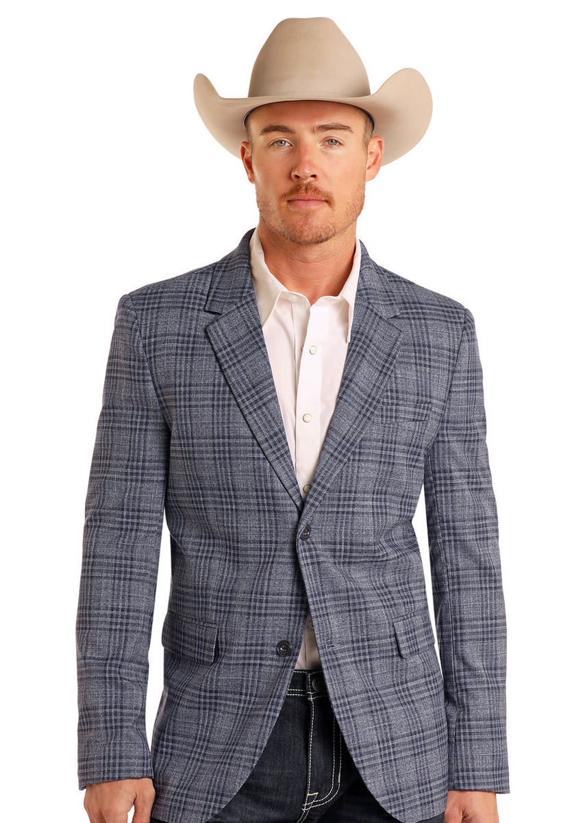 ROCK & ROLL MENS PLAID SPORTS COAT BLUE BM96C05506