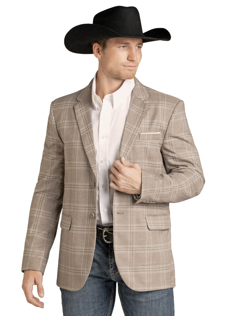 ROCK & ROLL MENS PLAID SPORT COAT TAN BM96C07381