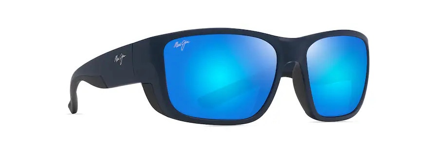 MAUI JIM AMBERJACK POLARIZED WRAP SUNGLASSES BLUE HAWAII B896-03