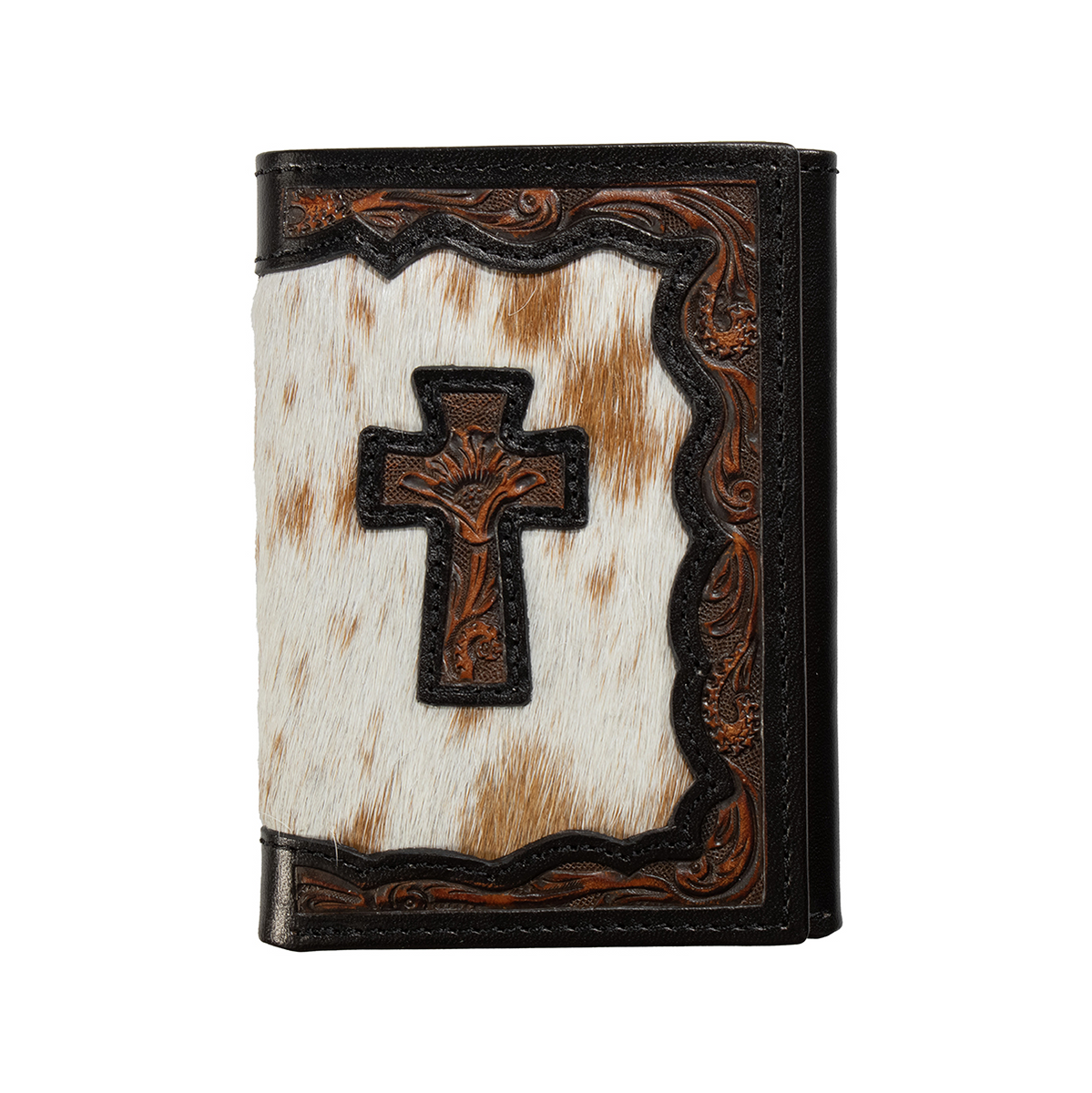 M&F 3D CALF HAIR CROSS TRIFOLD WALLET BROWN D250017502