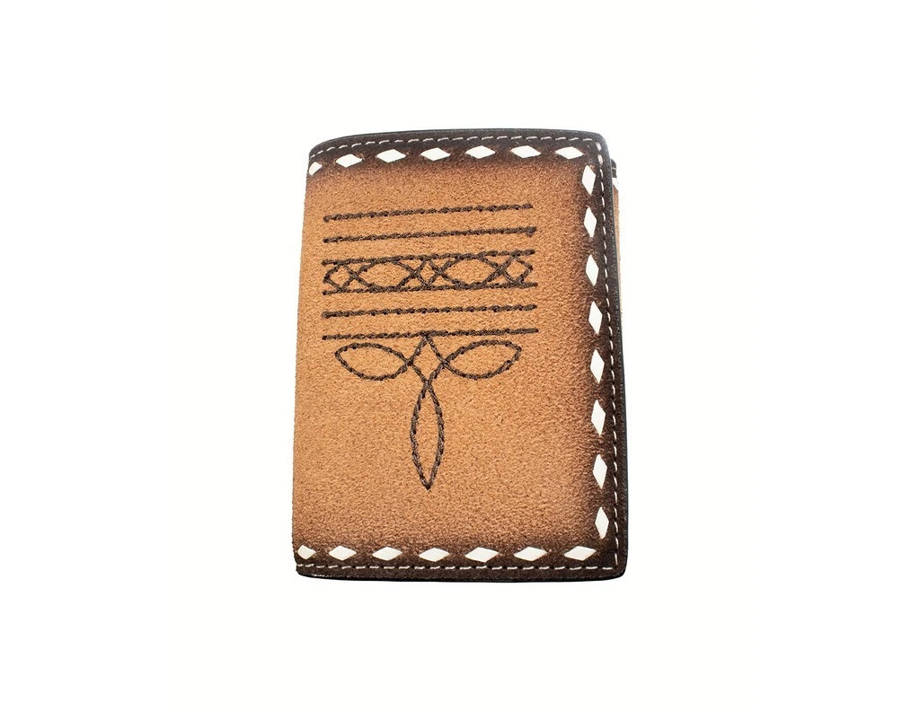 M&F 3D BOOT STITCH BUCK LACE TRIFOLD WALLET BROWN D250016702