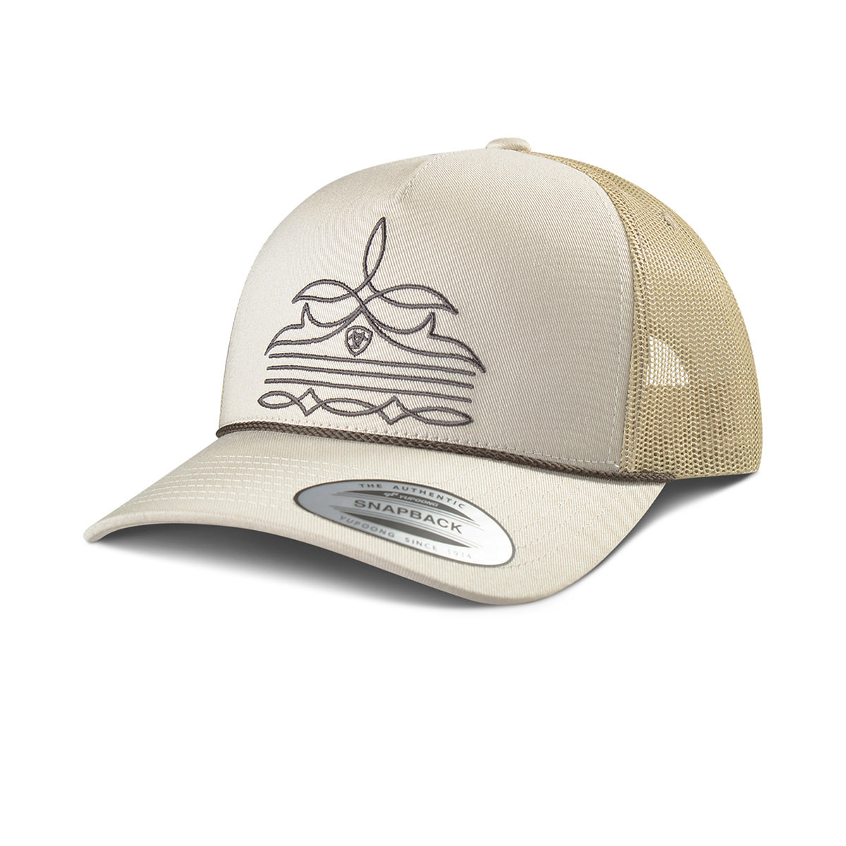 M&F ARIAT MENS BRIM ROPE AUTHENTIC SNAPBACK CAP TAN A300092308
