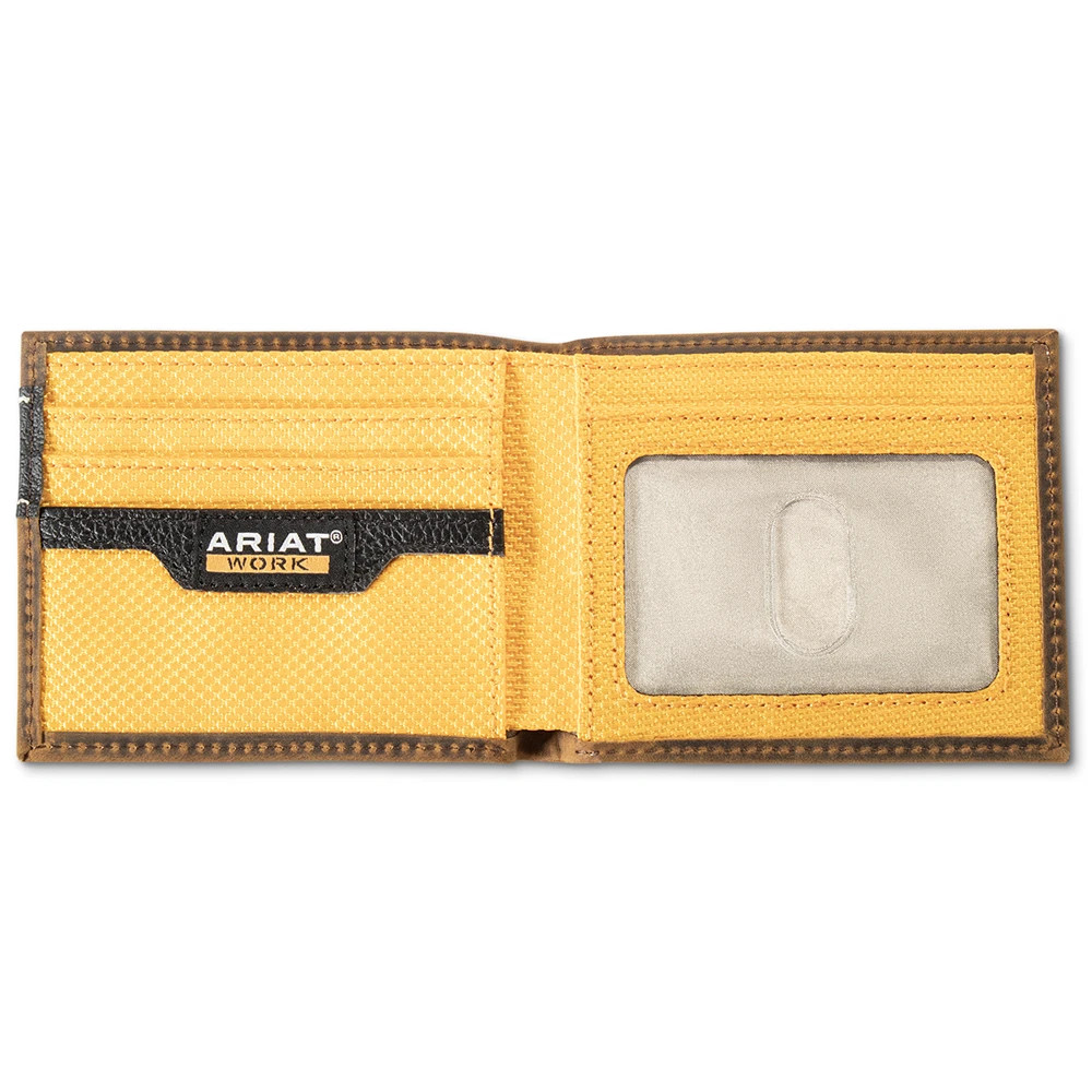 M&F ARIAT MENS LEATHER PATCH BIFOLD WALLET BROWN A3400202