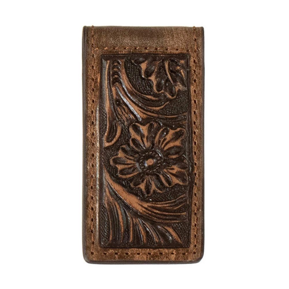 M&F 3D MENS FLORAL EMBOSSED MAGNETIC MONEY CLIP WALLET D250013102