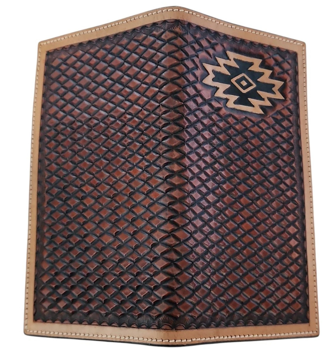 WESTERN FASHION AZTEC TOOLED LEATHER BI-FOLD RODEO WALLET HEW60R