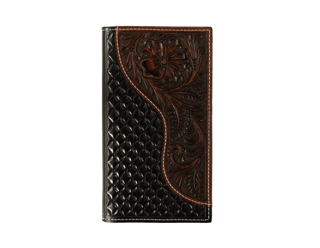 M&F NOCONA MENS BASKETWEAVE EMBOSSED RODEO WALLET BROWN N500046702