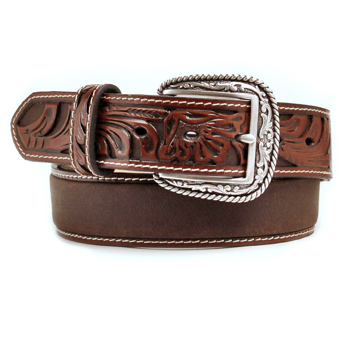 M&F ARIAT MENS FLORAL EMBOSSED LEATHER BELT A1017008