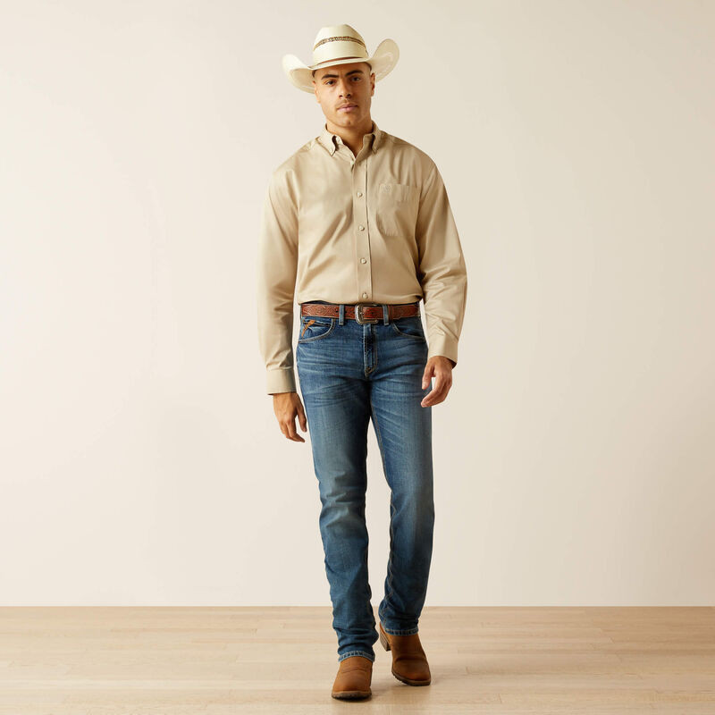 ARIAT MENS LIGHTWEIGHT SOLID TWILL CLASSIC FIT KHAKI 10058558