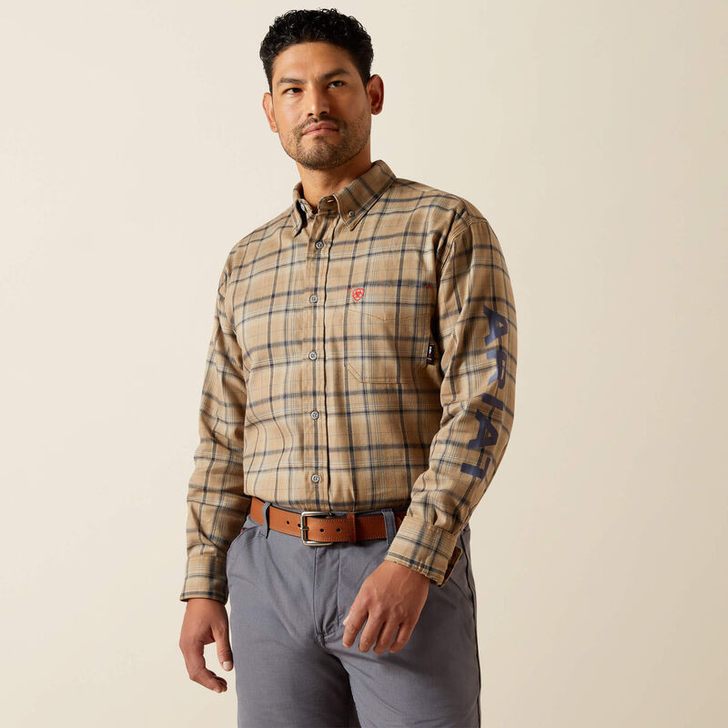 ARIAT FR DEAN LOGO WORK SHIRT FIELD KHAKI 10062788