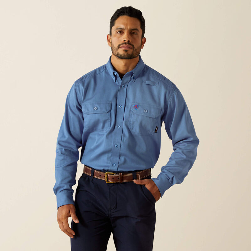 ARIAT FR SOLID WORK SHIRT MEDIUM BLUE 10062602