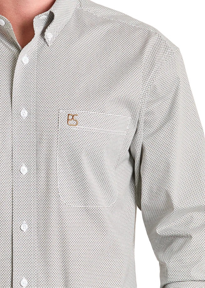 ROCK & ROLL MICRO PRINT DIAMOND BUTTON SHIRT ECRU SMB2S07412