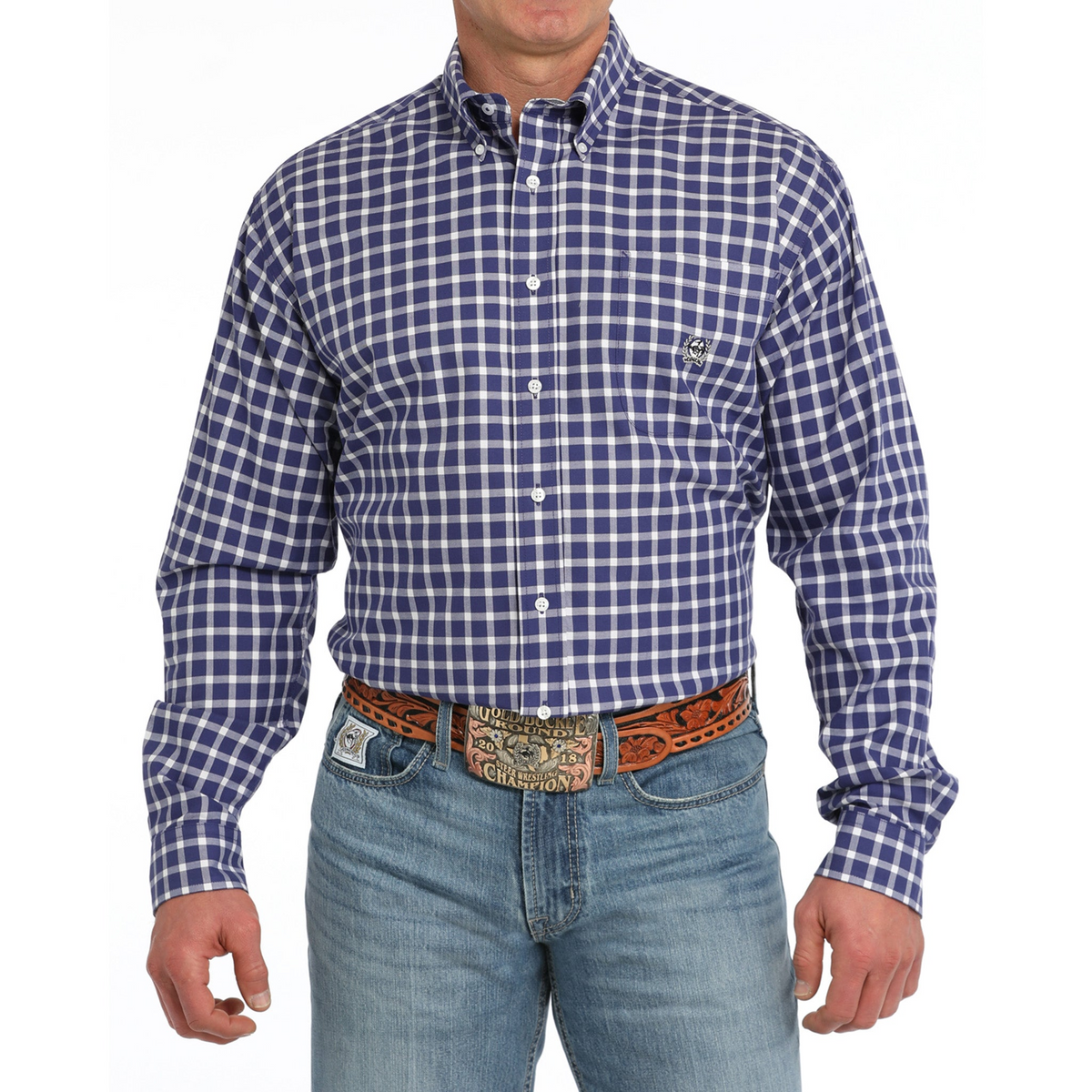 CINCH MENS VINTAGE TWILL PLAID SHIRT PURPLE MTW1242004