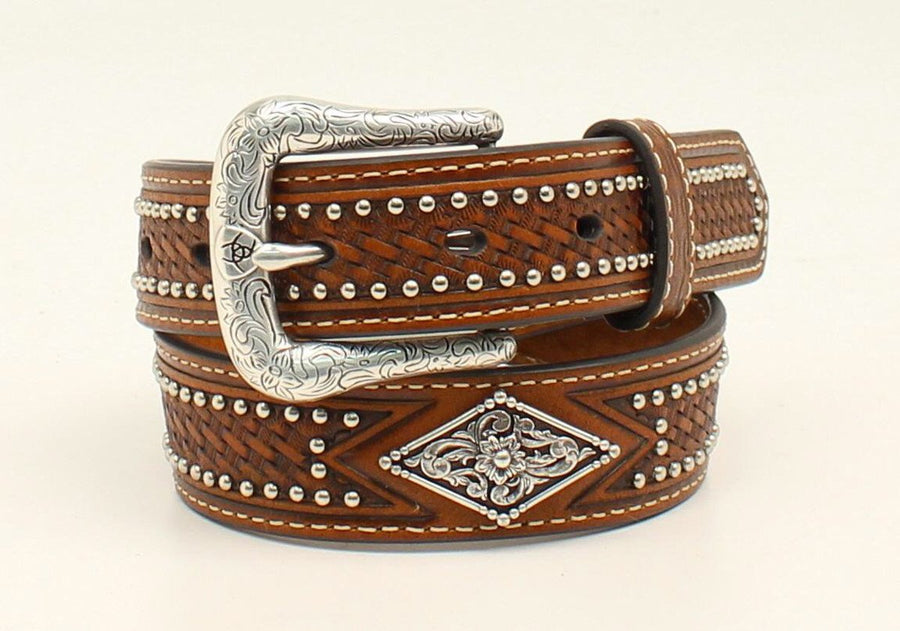 M&F ARIAT KIDS BASKET WEAVE LEATHER BELT TAN A1300808