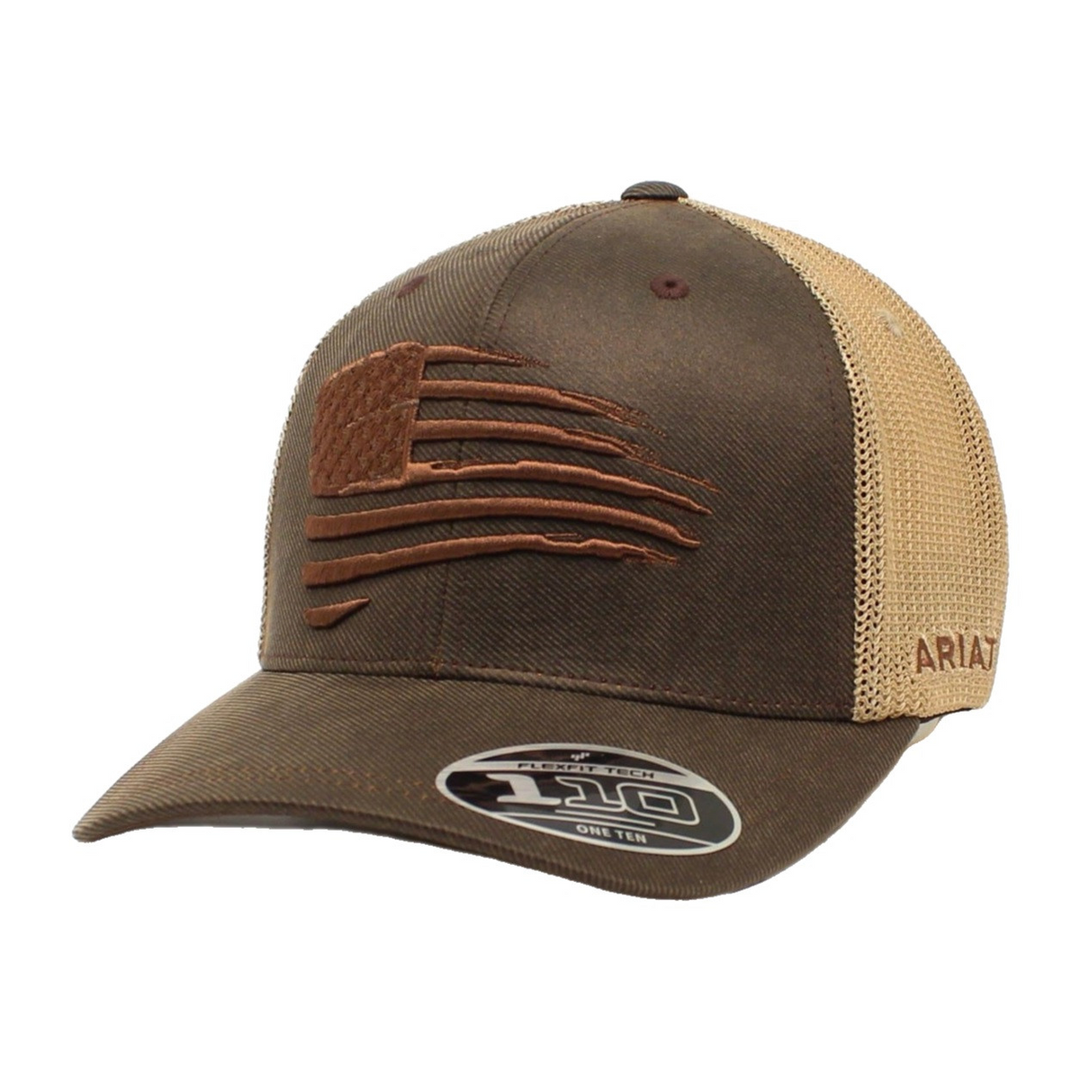 M&F ARIAT MENS FLAG EMBROIDERED BALL CAP BROWN A300012102