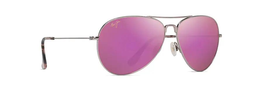 MAUI JIM MAVERICKS POLARIZED AVIATOR SUNGLASSES ROSE GOLD P264-16R