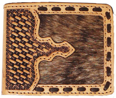 CHALLENGER MENS BASKET WEAVE LEATHER BI-FOLD WALLET 18RTW111B