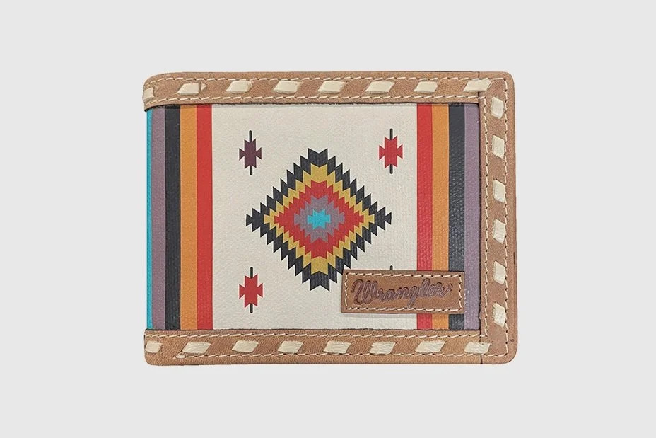 GEM-DANDY WRANGLER MENS NAVAJO BIFOLD WALLET TAN 7604002