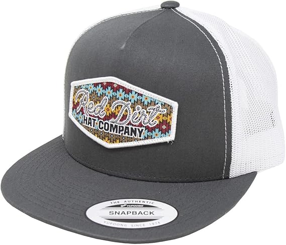 RED DIRT MESH BACKING LASSO BALL CAP WHITE/GREY RDHC-248