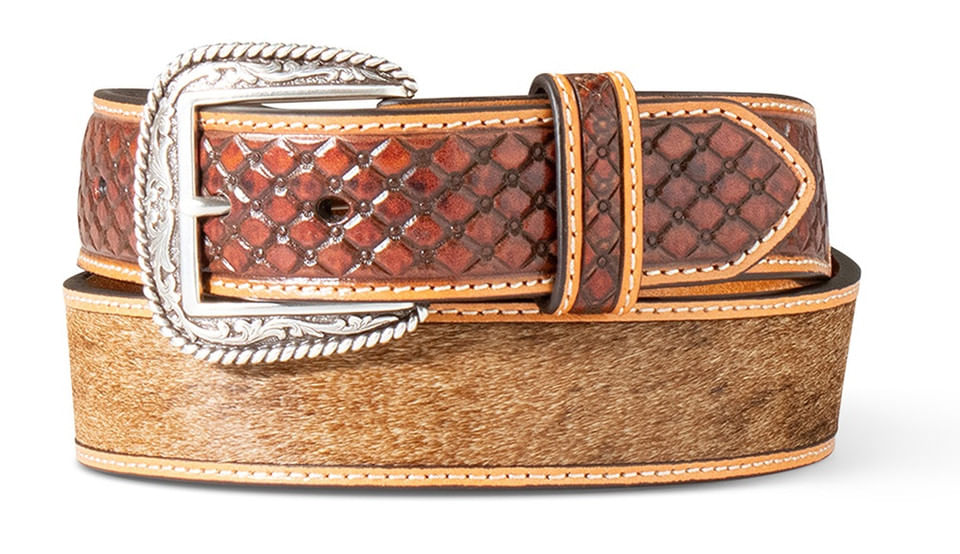 M&F ARIAT DIAMOND EMBOSSED CALF HAIR BELT A1042102