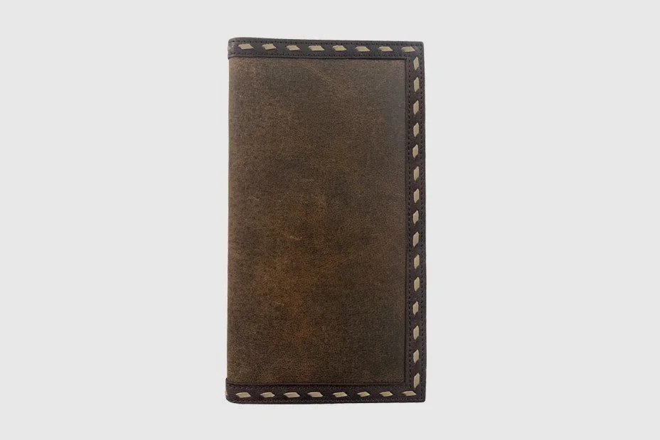 GEM-DANDY DISTRESSED GENUINE LEATHER CHECKBOOK WALLET TAN/BROWN 8176000