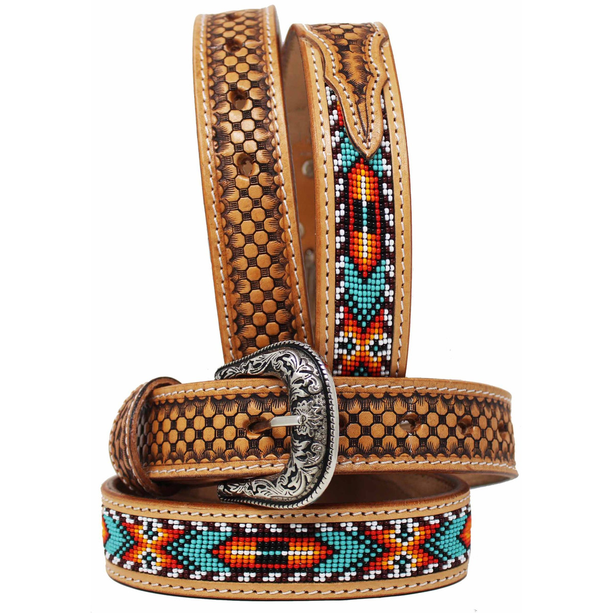 CHALLENGER YOUTH WESTERN RODEO FLORAL LEATHER BELT 26RT22C
