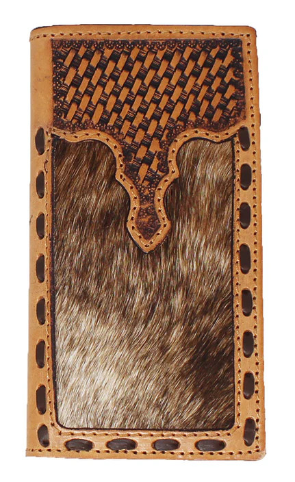 CHALLENGE MENS BASKET WEAVE LEATHER RODEO WALLET 18RTW111R