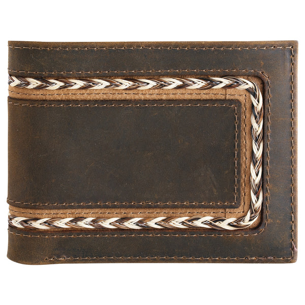TRENDITIONS JUSTIN HORSE HAIR BRAID LEATHER BIFOLD WALLET 2520571382
