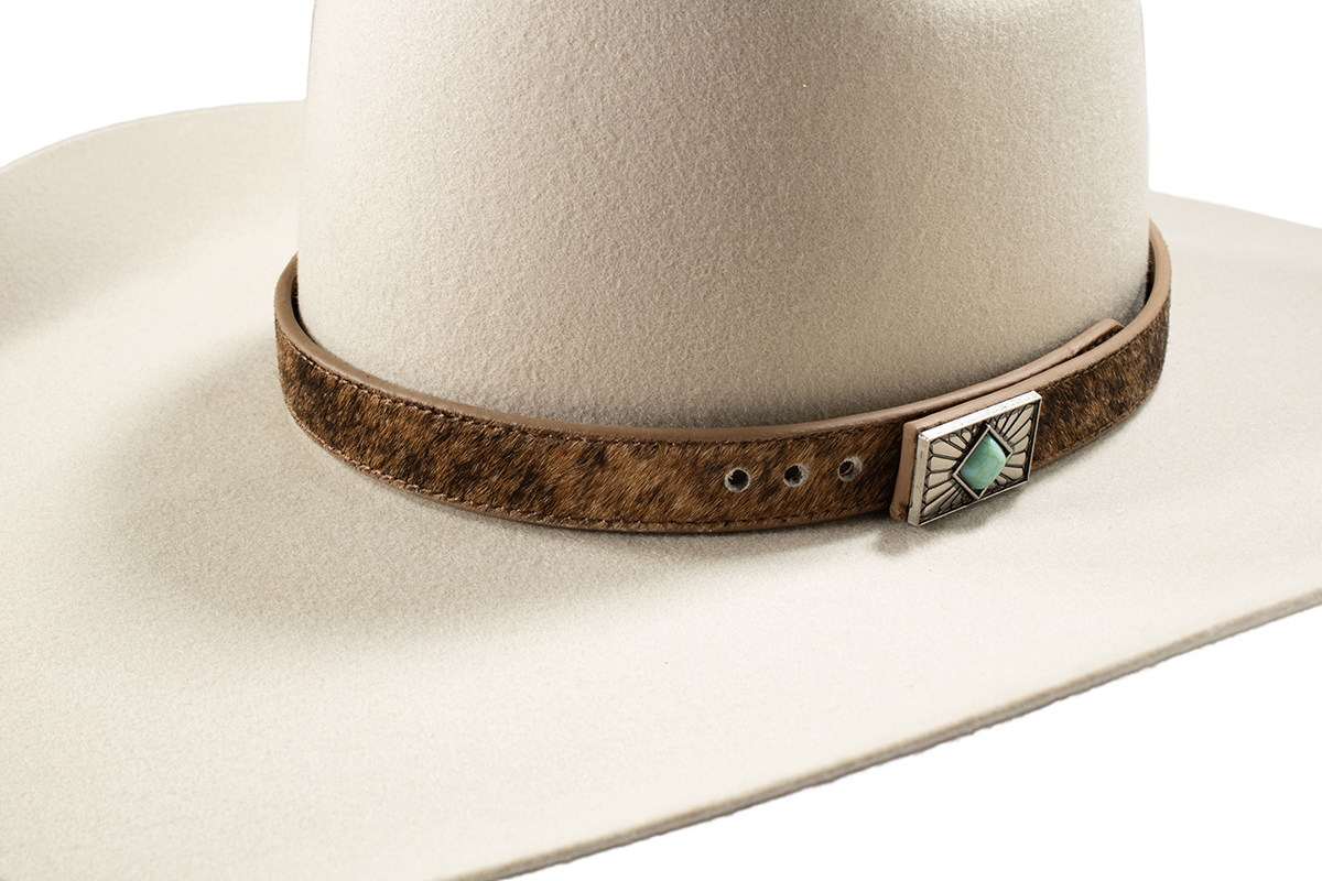 M&F 3D CALF HAIR TURQUOISE STONE HATBAND D740002502