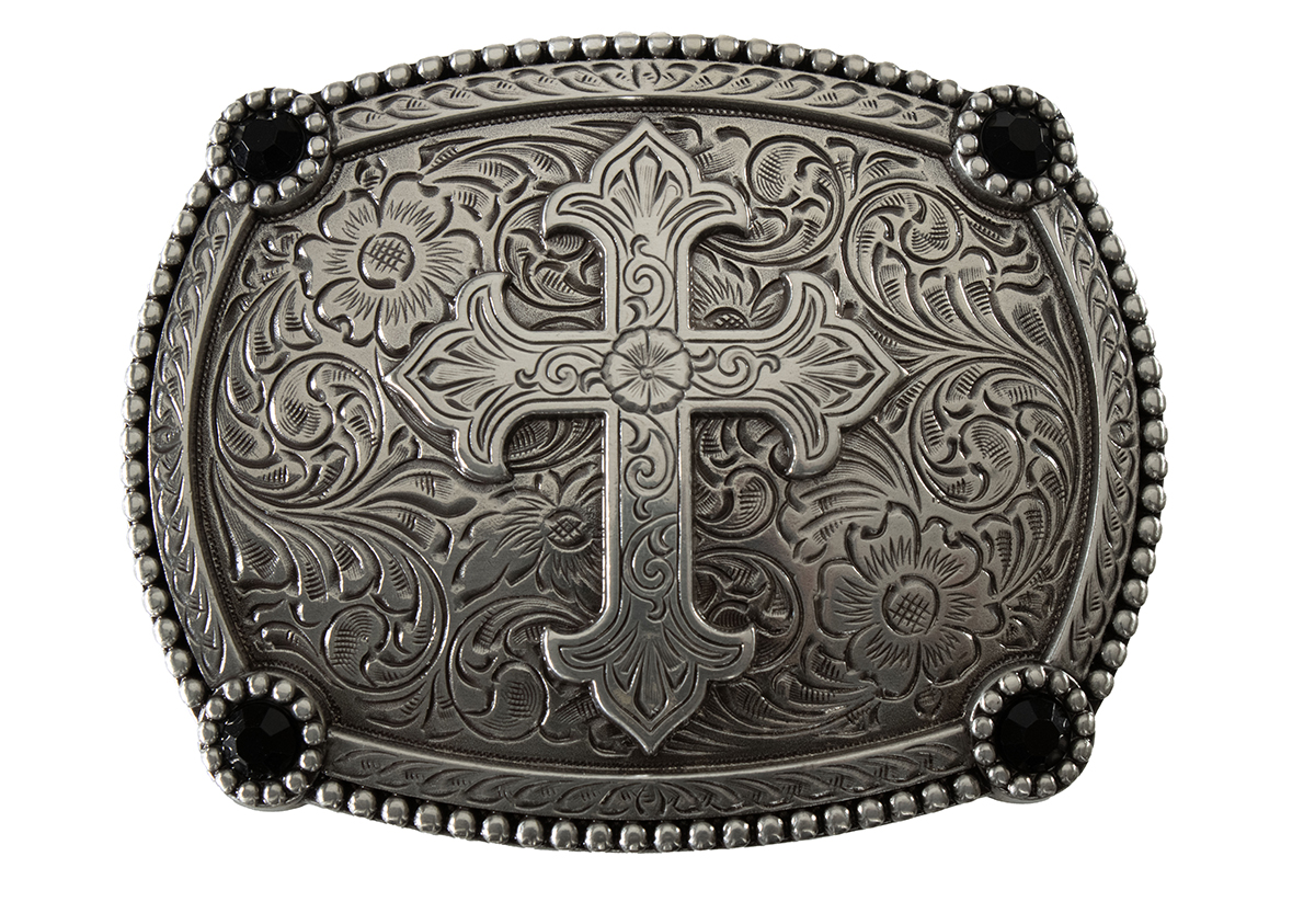 M&F BLAZZIN ROXX FLORAL CROSS ENGRAVED BUCKLE 37940