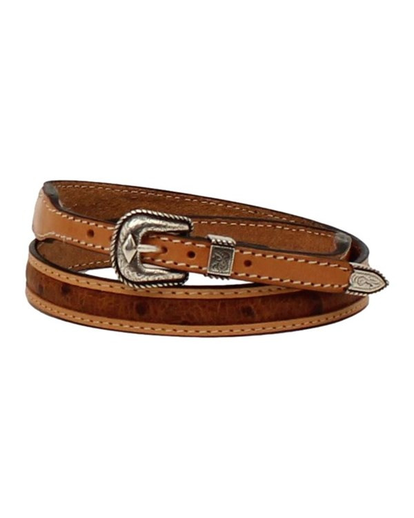  M&F 3D OSTRICH PRINT LEATHER HAT BAND BROWN D740001102
