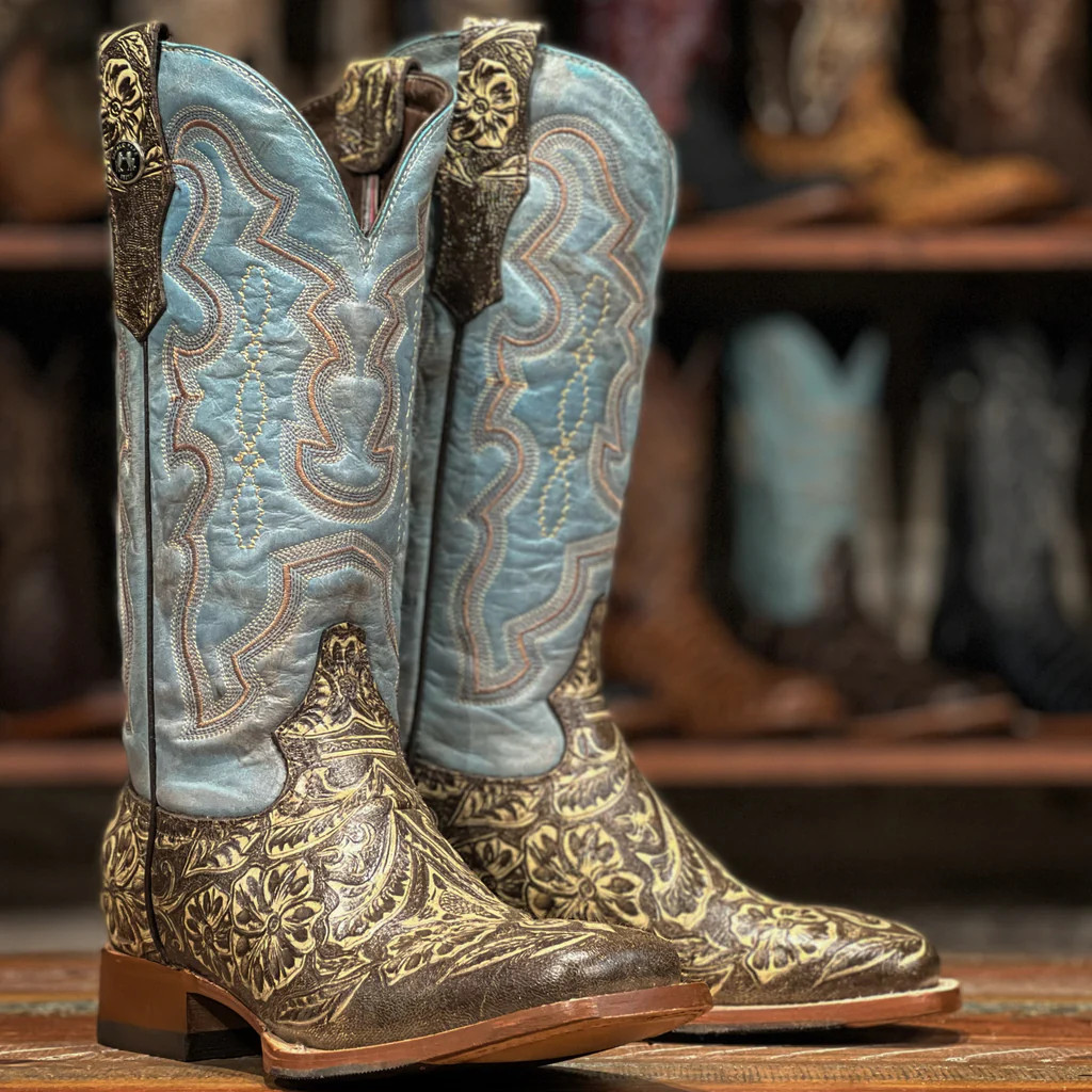 TANNER EMBOSSED SADDLE STAMP HYBRID BOOTS TML207098