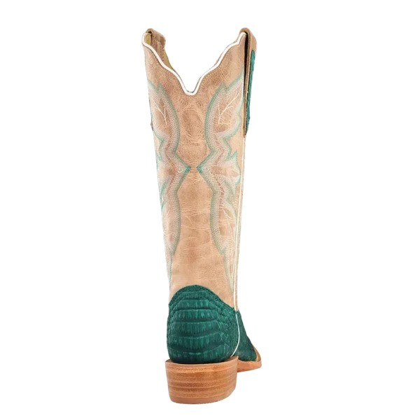 R WATSON WOMENS NUBUCK CAIMAN BELLY NARROW SQUARE 13″ TURQUOISE RWL2011-1