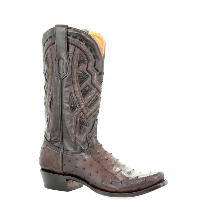CORRAL MENS CHOCOLATE OSTRICH NARROW BOOTS A3468