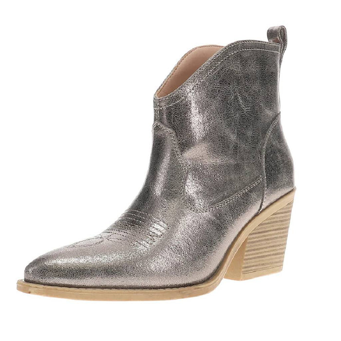 ROPER WOMENS ADRIANA FAUX LEATHER METALLIC SILVER BOOTIE 09-021-1557-3669