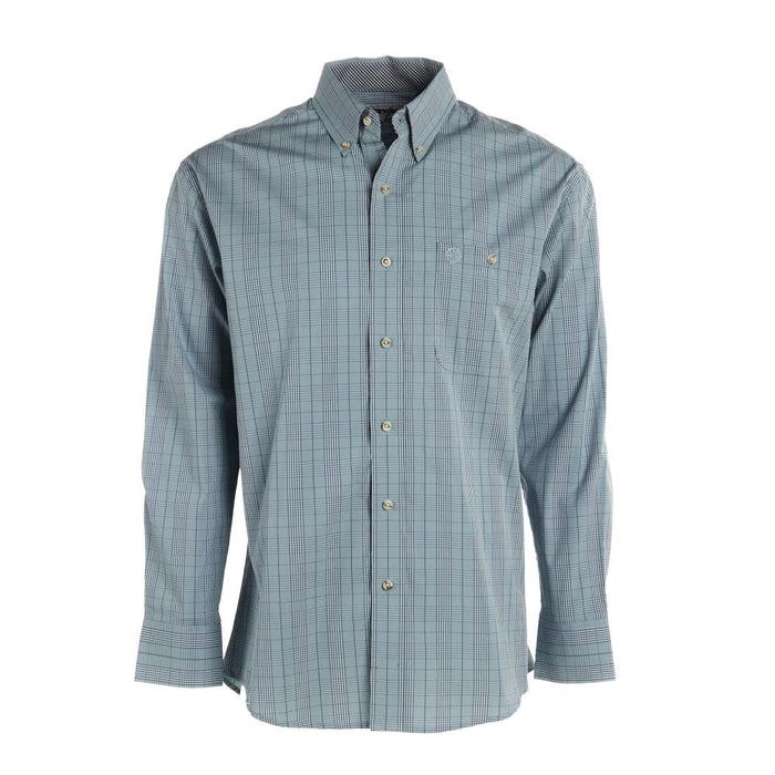 WRANGLER MENS GEORGE STRAIT PLAID LONG SLEEVE BUTTON SHIRT BLUE 112359966