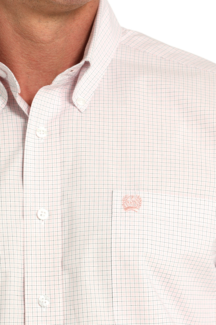 CINCH MENS PLAID SHIRT WHITE/PINK MTW1105912
