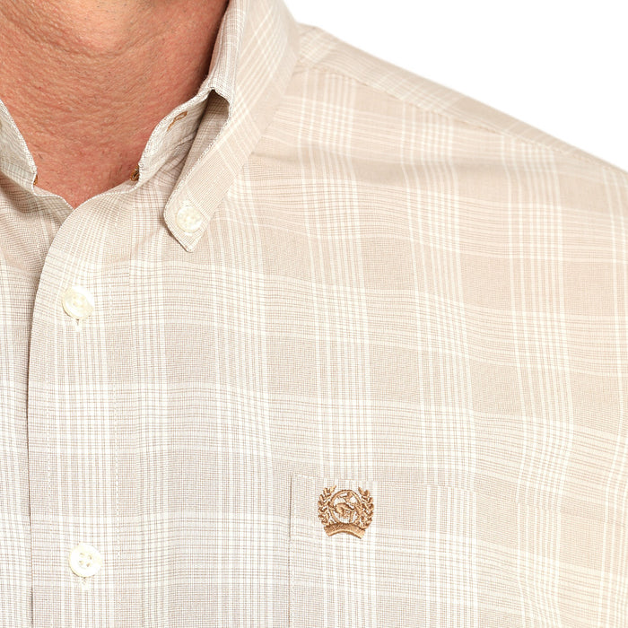 CINCH MENS LONG SLEEVE PLAID BUTTON SHIRT KHAKI MTW1105940