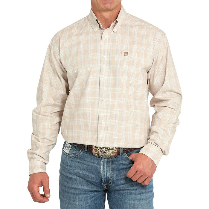 CINCH MENS LONG SLEEVE PLAID BUTTON SHIRT KHAKI MTW1105940