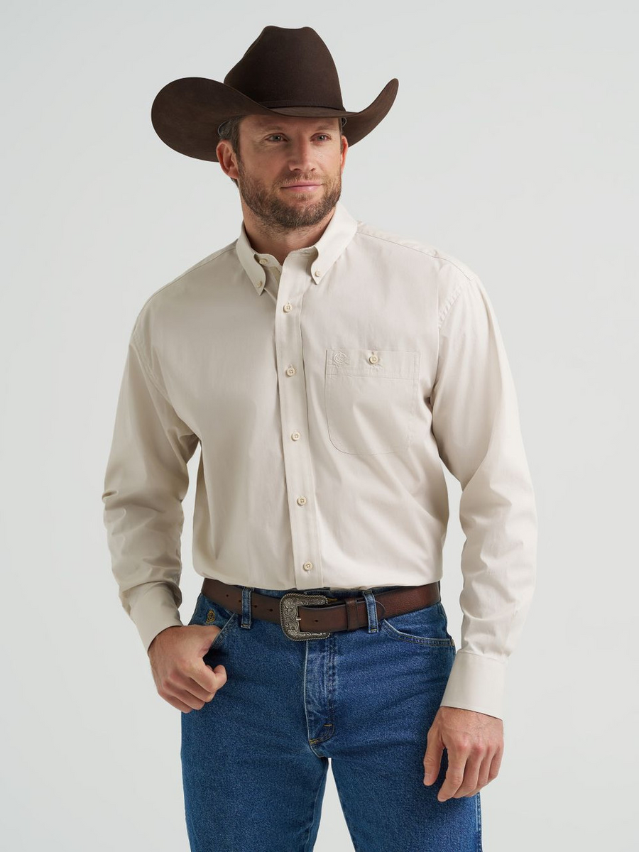 WRANGLER MENS GEORGE STRAIT SHIRT PALE STONE 2369608