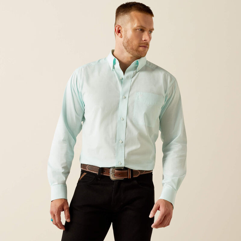 ARIAT SOLID SLUB CLASSIC FIT SHIRT MINT 10055116