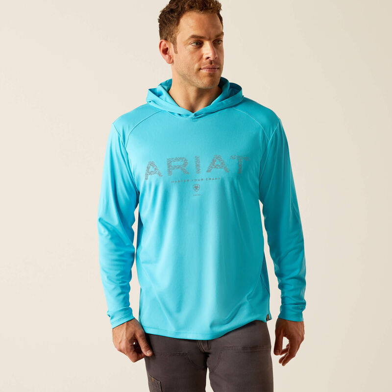 ARIAT REBAR SUNBLOCKER CRAFT HOODED T-SHIRT BLUE 10054422