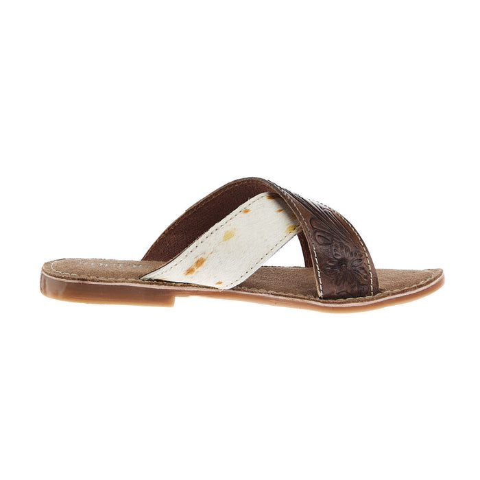 ROPER WOMENS DELANEY BROWN TOOLED HAIR SANDAL 09-021-0607-3585