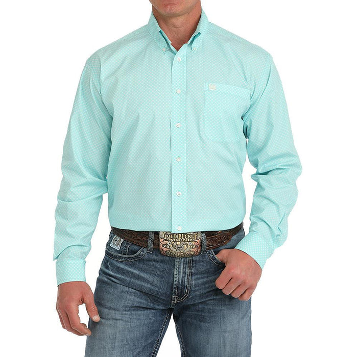 CINCH MENS LONG SLEEVE BUTTON DOWN SHIRT TURQUOISE MTW1105905