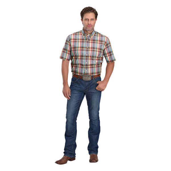 ROPER MENS SHORT SLEEVE CLAY PLAID SHIRT 03-002-0379-5016