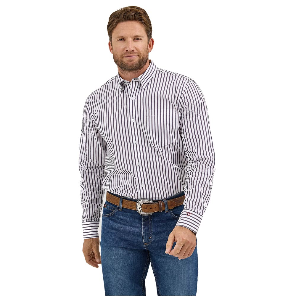 WRANGLER CODY JOHNSON ONE POCKET BUTTON DOWN SHIRT WHITE/NAVY 2369558